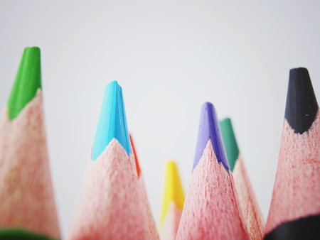 Close up macro shot of color pencil pile pencil nibs.の写真素材