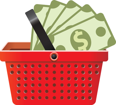 Business signs in shop basket for your design. Money.のイラスト素材