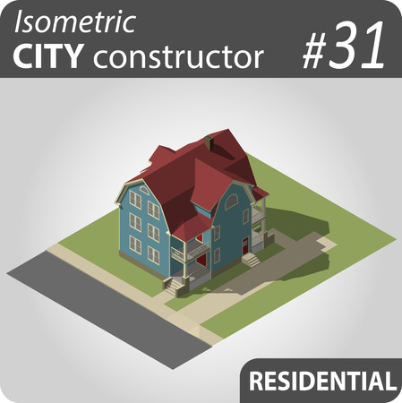 Modern isometric houseのイラスト素材