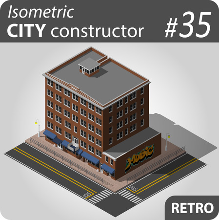 Retro isometric houseのイラスト素材