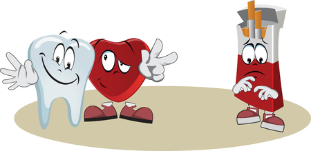 Tooth, heart and pack of cigarettesのイラスト素材