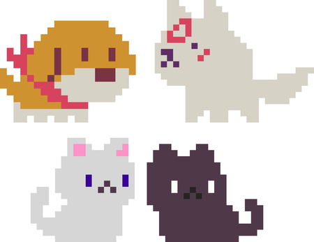 Set of pixel charactersのイラスト素材