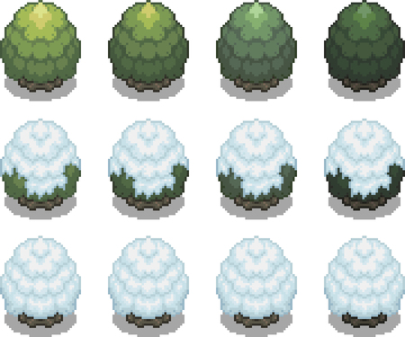 Set of trees in pixel styleのイラスト素材