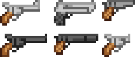 Set of weapon icons in pixel styleのイラスト素材