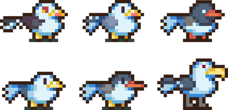 Set of pixel birdsのイラスト素材