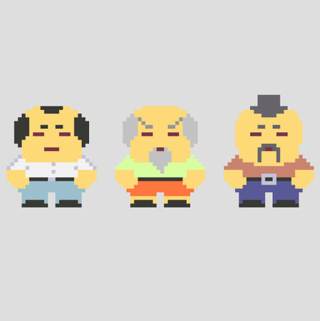Set of pixel characters in art style