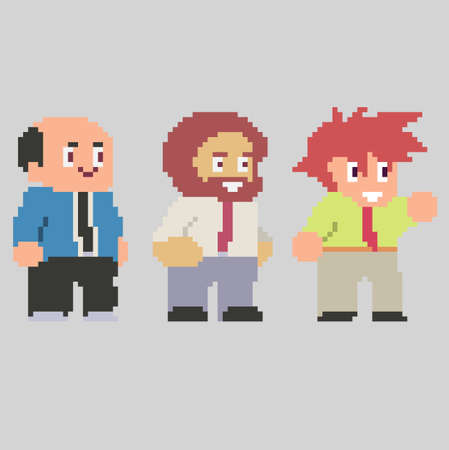 Set of funny pixel charactersのイラスト素材