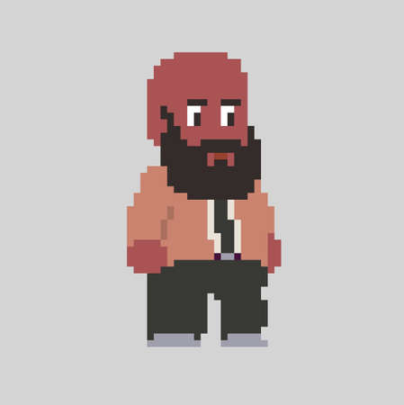 Pixel man character in art styleのイラスト素材