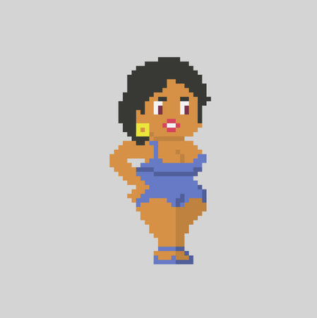 Woman pixel character in art style