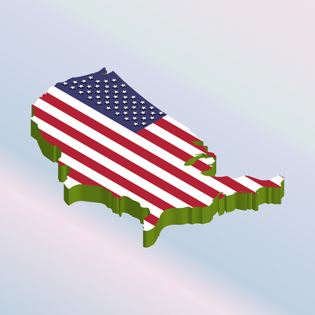 Isometric national flag of the USA. Illustration of American flag icon.のイラスト素材