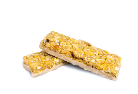 Energy protein bars isolated on white background. Close-up.の写真素材