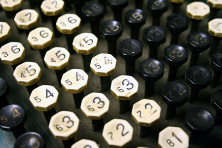 A comptometer. These were the first adding type machines.の写真素材