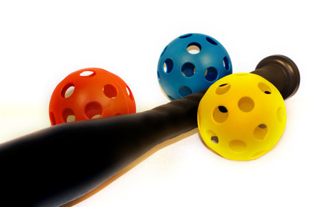 Plastic Baseball Bat and Balls Isolated on a White Background perfect for getting ready for kids...