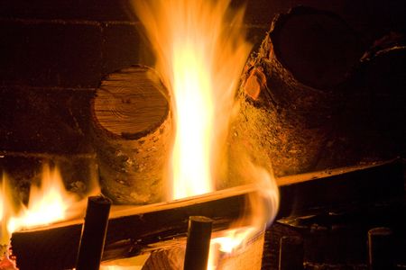 Flames of Fire in a fireplace.の写真素材