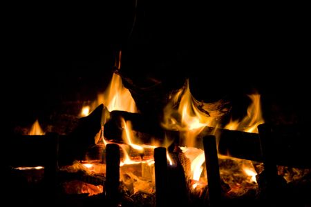 Flames of Fire in a fireplace.の写真素材