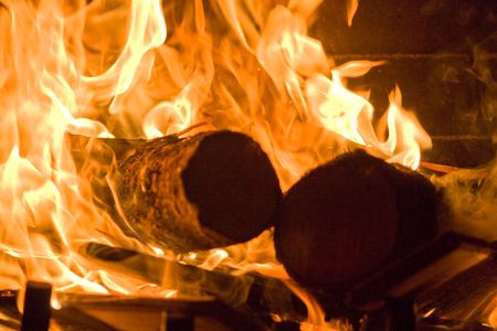 Flames of Fire in a fireplace.の写真素材