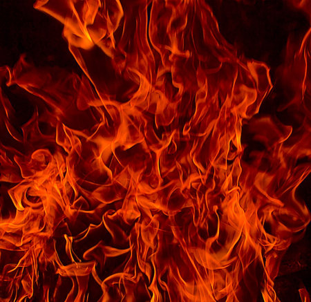 Red Fire Flames of Hell against a black background.