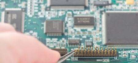 Computer Video Card Repair on a White Background.