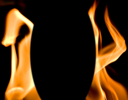 Flames of Fire Background Frame with Black Copy Space.の写真素材
