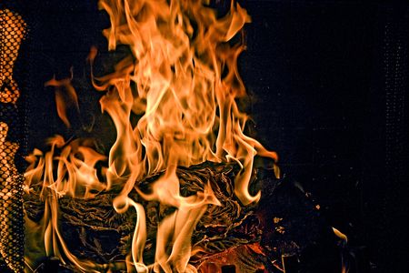 Flames of Fire in a fireplace.の写真素材
