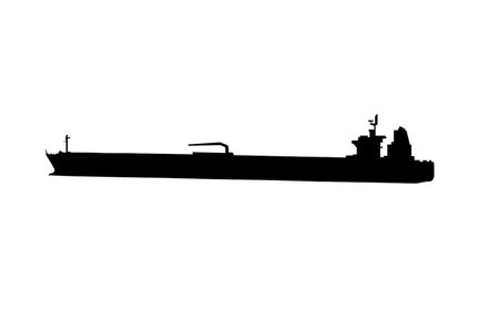 Oil Tanker Ship Silhouette isolated on a white background.の写真素材