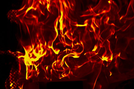 Flames Fire of Hell against a black background. 