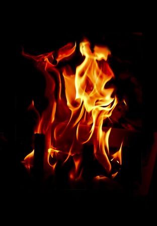 Flames Fire of Hell against a black background. の写真素材