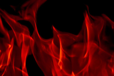 Flames Fire of Hell against a black background. 