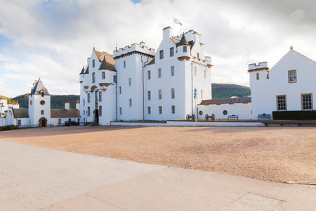 Blair Atholl August 2014: this castle is located in the Perthshire and the tourists in summer love to visit it for the unique architecture and its white colorのeditorial素材