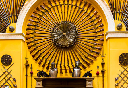 inveraray castle August 2014: In August tourists can admire the perfectly preserved interior of the castle attracted by a collection of hunting rifles and furnishings of the timeのeditorial素材