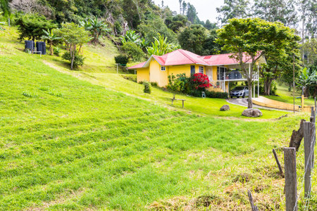 boquete August 2017: in August many visitors find lodging in these typical homes that use as a base to explore the beautiful surrounding area that includes the Baru volcanoのeditorial素材