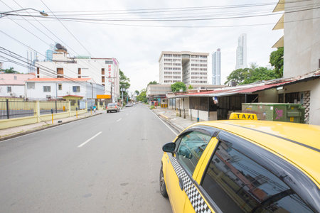 Panama City August 2017: On Sundays in August, the streets of the city are almost deserted because many workers who live on the outskirts have already gone home to spend the weekend at the sea with their familyのeditorial素材