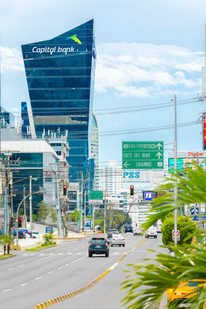 Panama City August 2017: In August tourists visit this part of the city's pulsating heart of the country's economy because it is full of trade shops and great restaurantsのeditorial素材