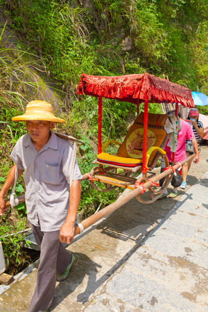Longji Longsheng Guangxi China July 2011: In July to reach the scenic spot of Longji terraced rice...