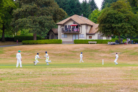Vancouver August 2015 In this month tourist visiting the Stanley Park in Vancouver,  can see  cricket games as this is the favorite local sportのeditorial素材