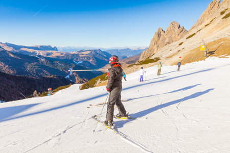Ortisei December 2015 During the winter season many skiers descend from this sky slope in Ortisei to enjoy the breathtaking view.のeditorial素材