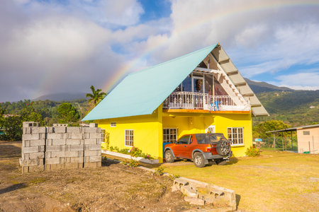 double rainbow in boquete Panamaのeditorial素材