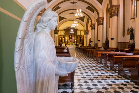 Medellin Colombia January 2018 In this period tourists admire the interior of the church of San Jose in the center of Medellin to know its baroque styleのeditorial素材