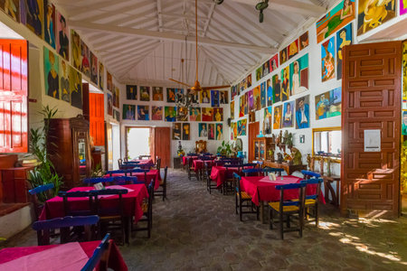 January 2018 This is one of the oldest restaurants in Santa Fe appreciated by tourists for the paintings of many local artists.のeditorial素材
