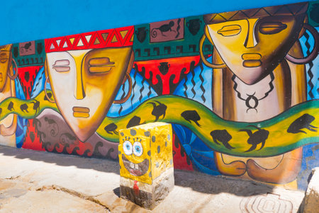 February 2018 Raquira This is one of the decorations that make the craft village of Raquira unique, recalling the history of Colombia.のeditorial素材