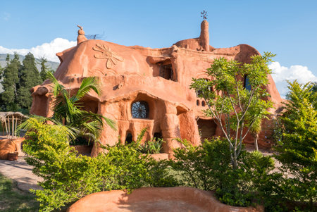 February 2018 This is the Terracotta House in Villa de Leyva Colombia. A house made of clay considered the largest piece of pottery in the world. This is bricked coloured structure that architect Octavio Mendoza built between 1999 and 2013.の写真素材