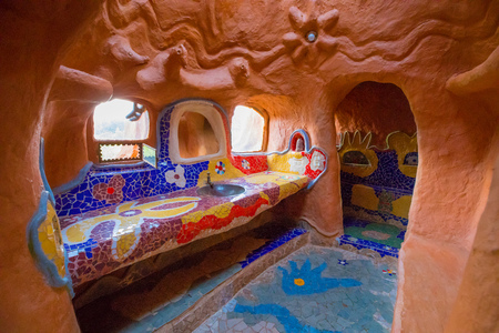 February 2018 This is one of the bathrooms of the terracotta house in Villa de Leyva Colombia visited every day by many tourists intrigued by its original structure.の写真素材