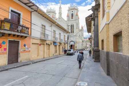 Pasto Colombia March 2018 View of Christ Rey Temple. This Temple is known for its colonial style and  is visited by many people attending religious ceremonies.のeditorial素材