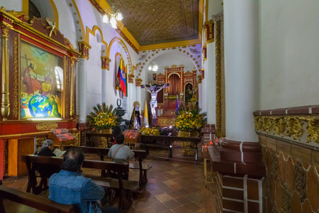 Pasto Colombia March 2018 This is the side chapel of St John Baptist Church in Pasto visited by many people  in the holy week for its religious cerimonies.のeditorial素材