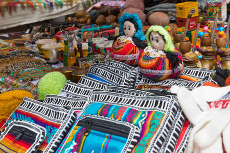 objects at the market of Otavalo Ecuadorのeditorial素材