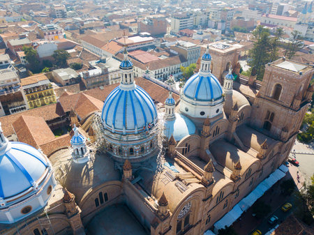 Ecuador June 2018 Magnificent view of the most popular religiouse site of Cuenca its Cathedral.