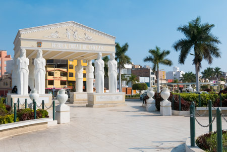 Peru July 2018 View of  Muses park in Chiclayo. This pretty park is interesting because of the statues depicting the muses.のeditorial素材