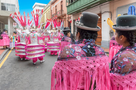 Lima Peru July 2018 on the occasion of the national festival at the end of July the inhabitants of Lima dress in traditional clothes and parade through the streets of the centerのeditorial素材
