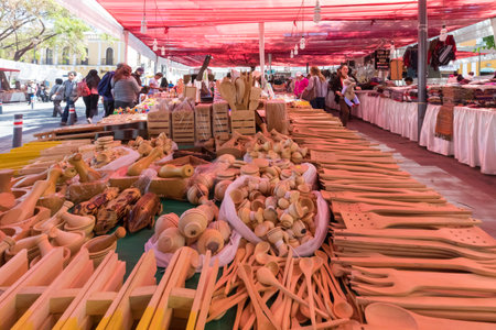 Peru Arequipa August 2018 this outdoor market is open every day and offers  tourists and locals local craftsのeditorial素材
