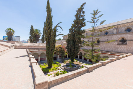 Arequipa Peru September  04 2018  The monks prayed in this cloister of Recoleta Monastery . View from a roof.のeditorial素材